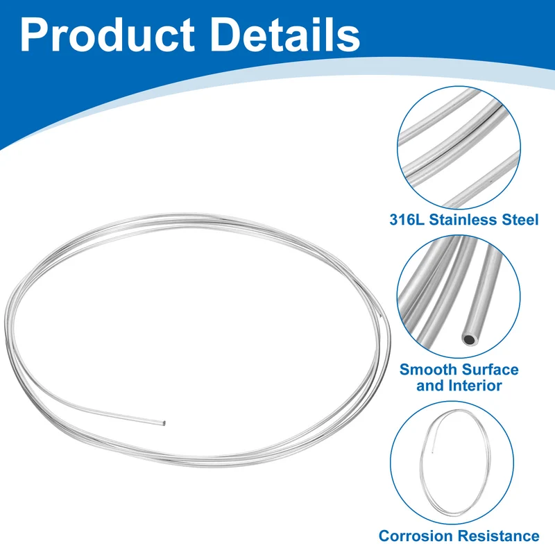 7/64" OD x 10 ft Industrial 316L Stainless Steel Tube(Wall Thickness 0.5mm)