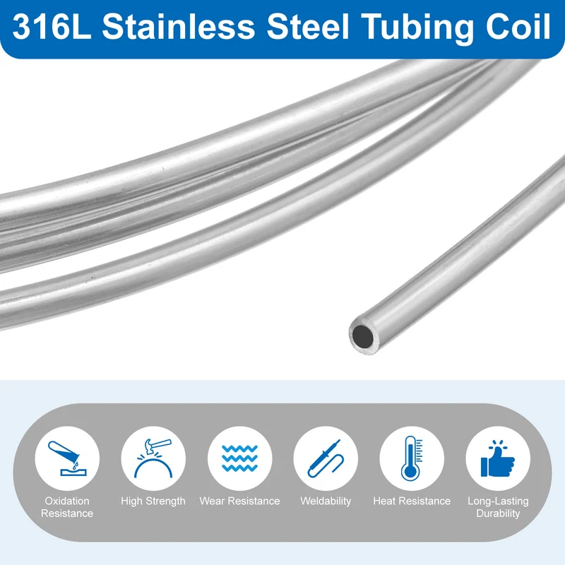 7/64" OD x 10 ft Industrial 316L Stainless Steel Tube(Wall Thickness 0.5mm)