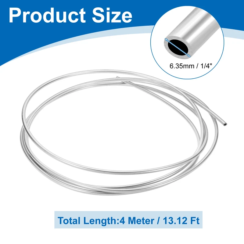 1/4" OD x 13 ft Industrial 304 Stainless Steel Tube(Wall Thickness 1mm)