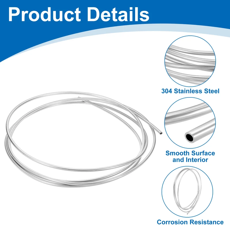 1/4" OD x 13 ft Industrial 304 Stainless Steel Tube(Wall Thickness 1mm)