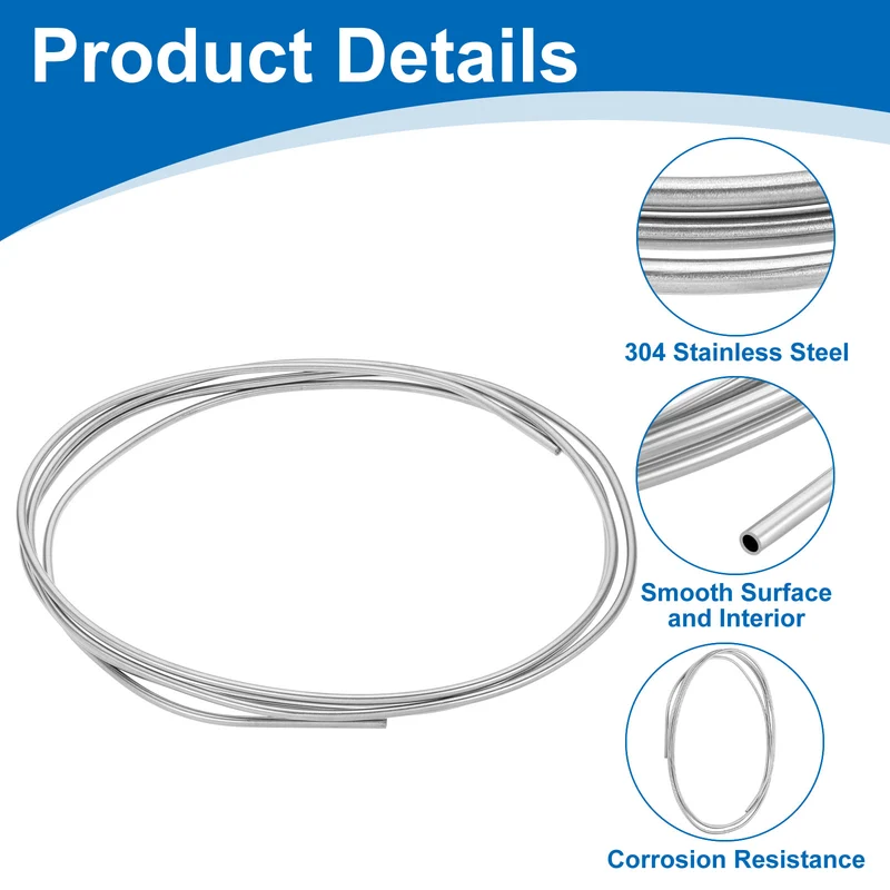 3/16" OD x 10 ft Industrial 304 Stainless Steel Tube Wall Thickness 1mm