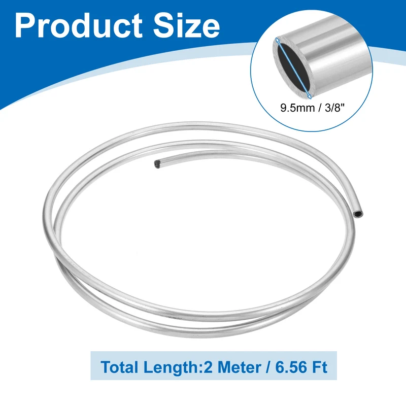 3/8" OD x 6.5ft Industrial 304 Stainless Steel Tube(Wall Thickness 1mm)