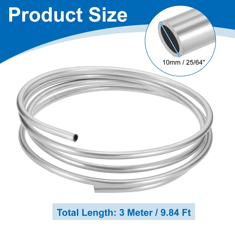 25/64" OD x 10 ft Industrial 304 Stainless Steel Tube(Wall Thickness 1mm)