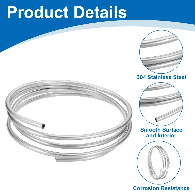 25/64" OD x 10 ft Industrial 304 Stainless Steel Tube(Wall Thickness 1mm)