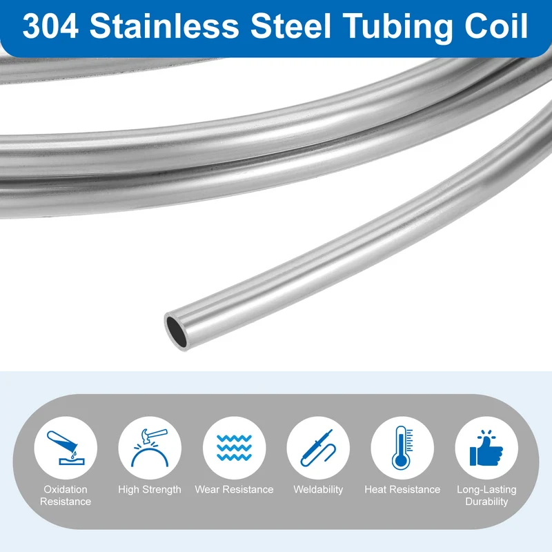 25/64" OD x 10 ft Industrial 304 Stainless Steel Tube(Wall Thickness 1mm)