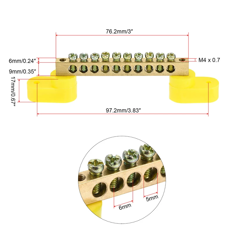 Terminal Ground Bar Screw Block Barrier Terminal Block for Electric Distribution