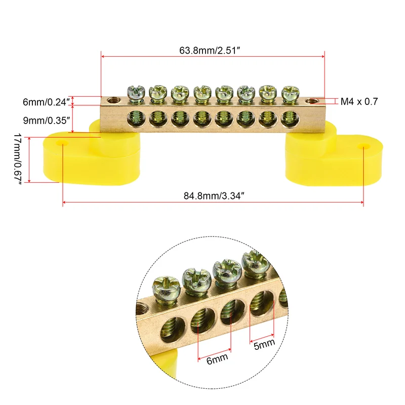 Terminal Ground Bar Screw Block Barrier Terminal Block for Electric Distribution