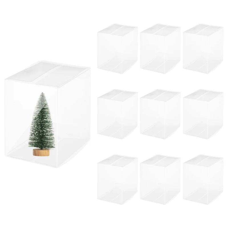 10 PCS Clear Gift Box,3.1"x2.2"x3.1" Plastic Packing Box for Candy Cookies