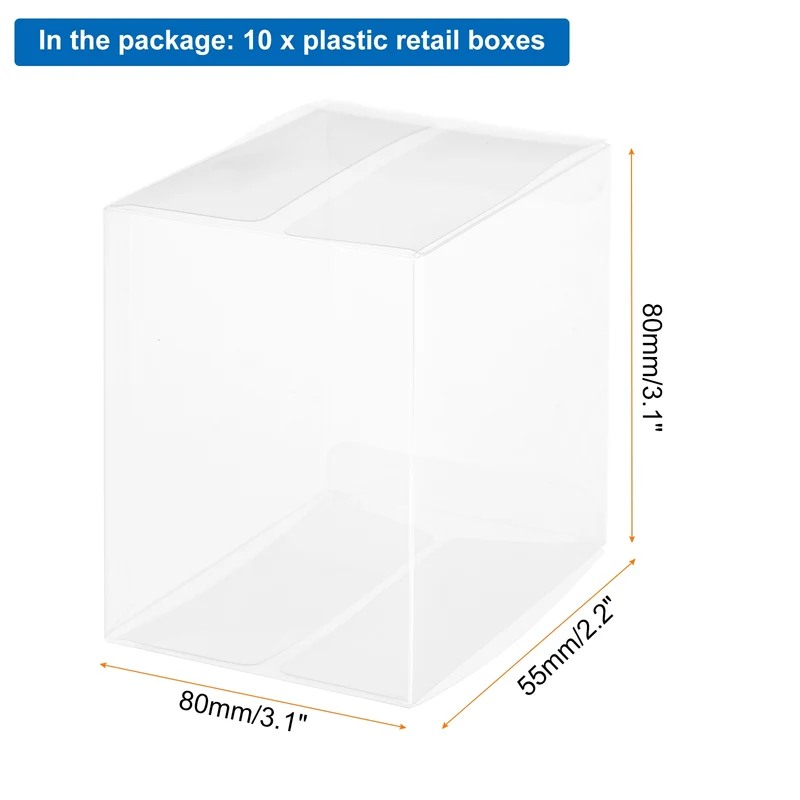 10 PCS Clear Gift Box,3.1"x2.2"x3.1" Plastic Packing Box for Candy Cookies