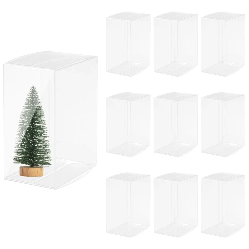 10 PCS Clear Gift Box,2.4"x1.6"x3.2" Transparent Candy Box Plastic Favor Boxes Packing Box for Candy Cookies Christmas Wedding Party Wrapping