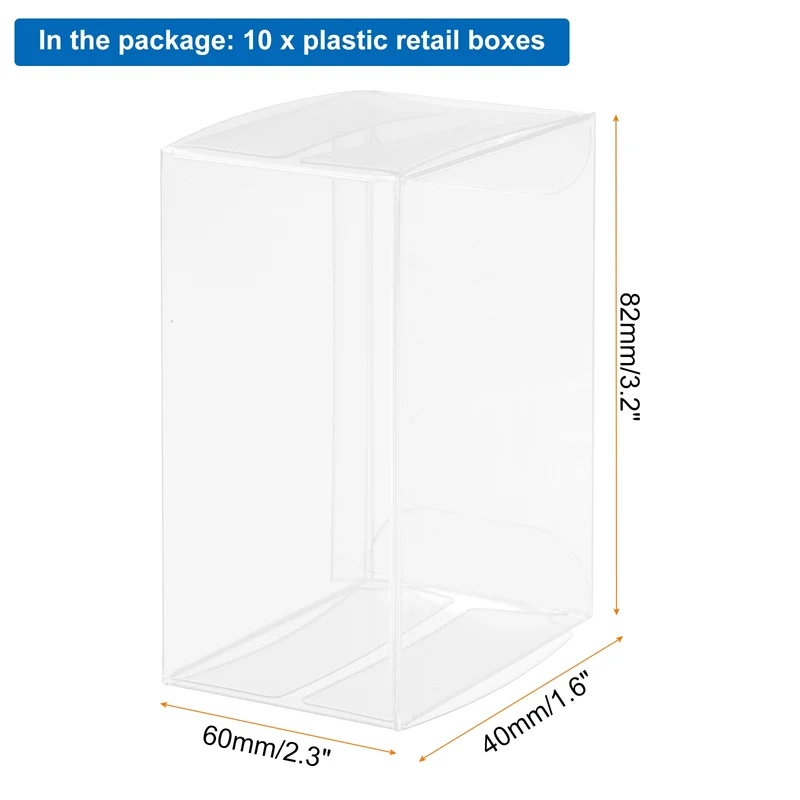 10 PCS Clear Gift Box,2.4"x1.6"x3.2" Transparent Candy Box Plastic Favor Boxes Packing Box for Candy Cookies Christmas Wedding Party Wrapping