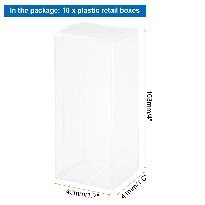 10 PCS Clear Gift Box,1.7"x1.6"x4.1" Plastic Packing Box for Candy Cookies