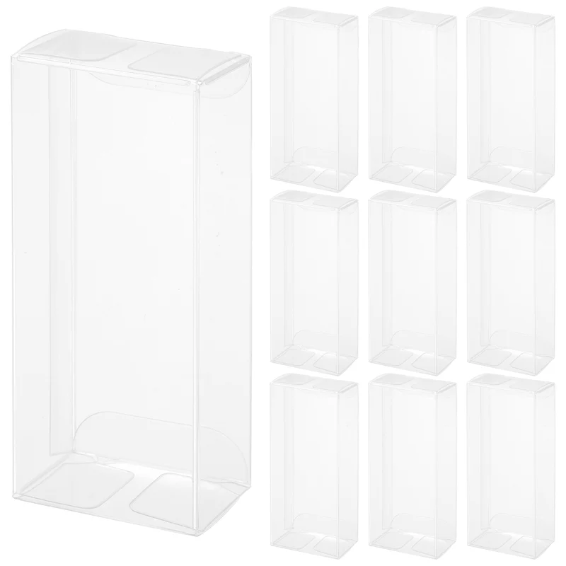 10 PCS Clear Gift Box,1.9"x1.1"x4.4" Transparent Candy Box Plastic Favor Boxes Packing Box for Candy Cookies Christmas Wedding Party Wrapping