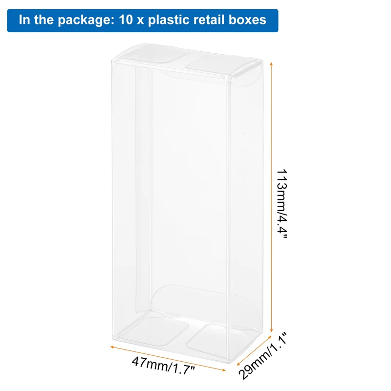 10 PCS Clear Gift Box,1.9"x1.1"x4.4" Transparent Candy Box Plastic Favor Boxes Packing Box for Candy Cookies Christmas Wedding Party Wrapping