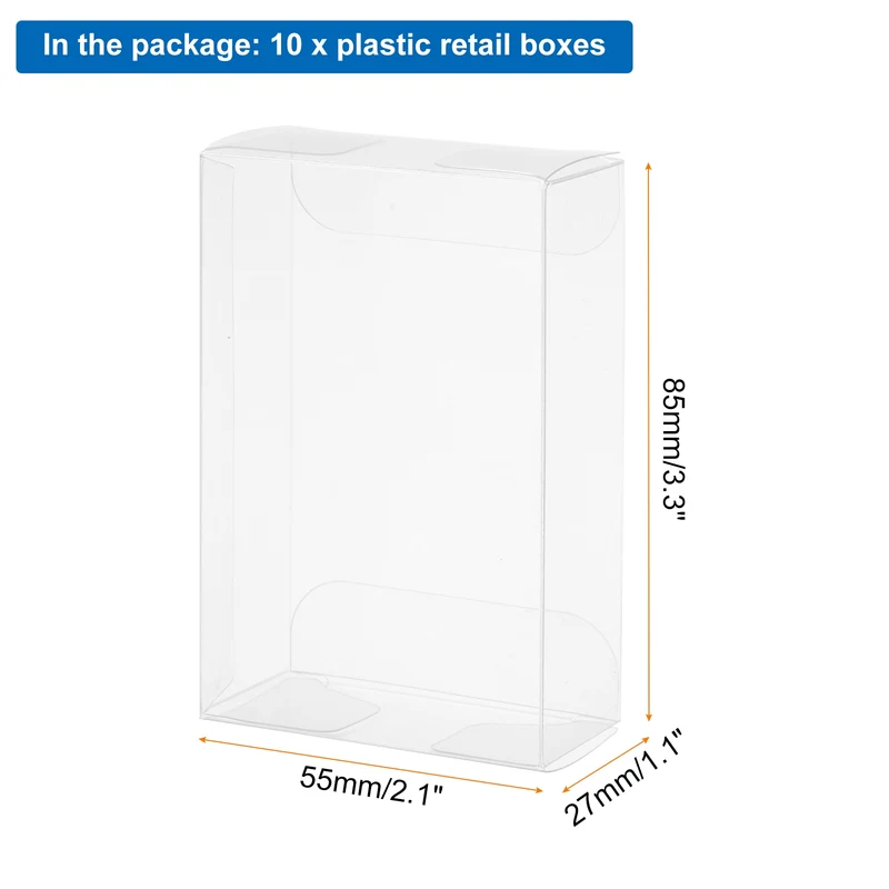 10 PCS Clear Gift Box,2.2"x1.1"x3.3" Plastic Packing Box for Candy Cookies