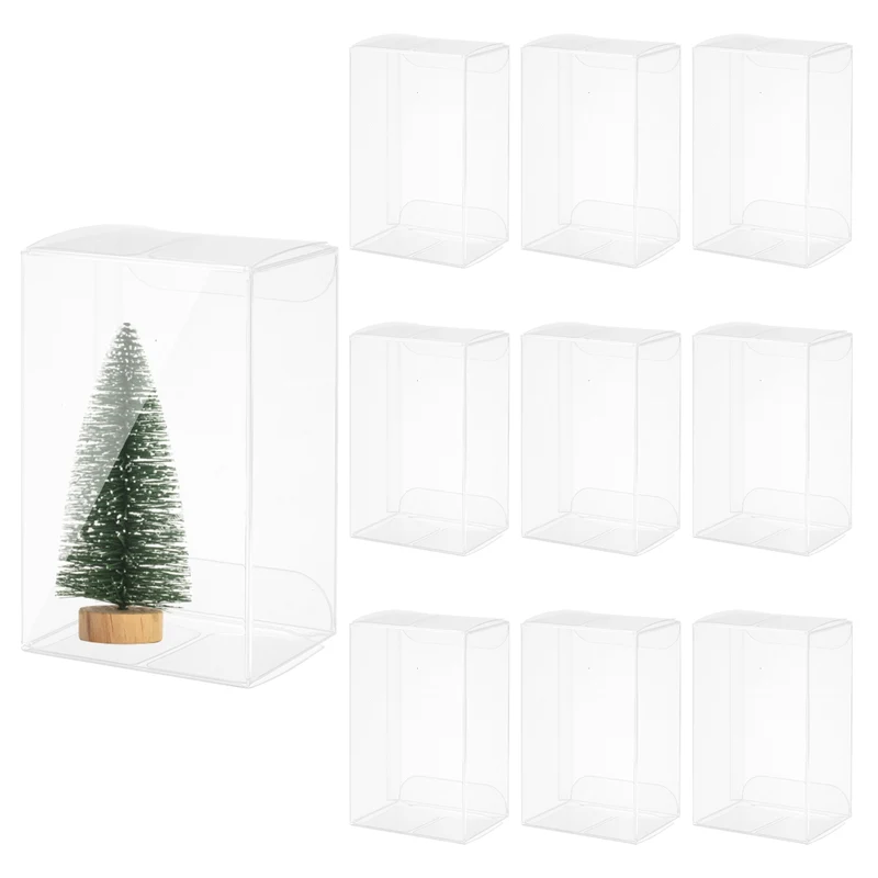 10 PCS Clear Gift Box,2.4"x1.9"x4" Plastic Packing Box for Candy Cookies
