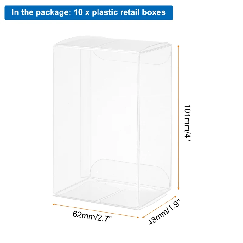 10 PCS Clear Gift Box,2.4"x1.9"x4" Plastic Packing Box for Candy Cookies