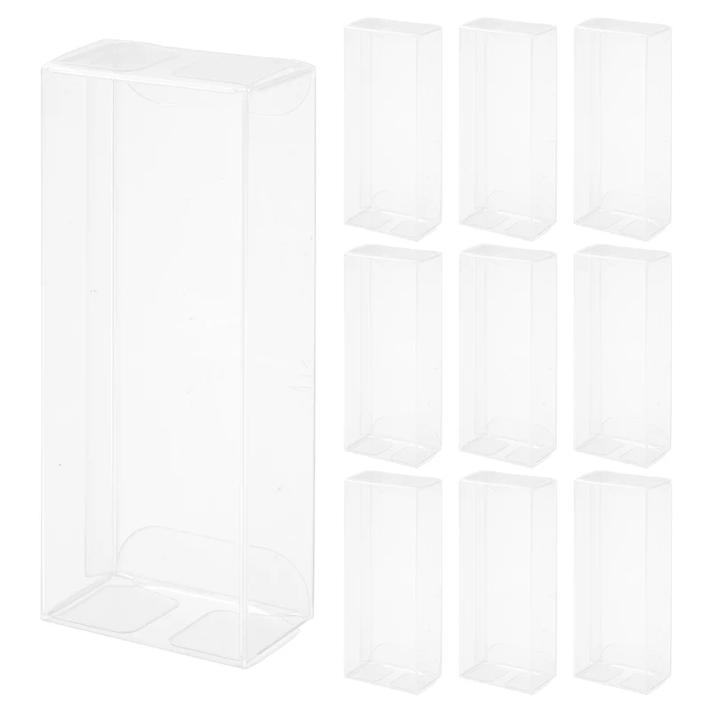 10 PCS Clear Gift Box,1.9"x1.1"x4.8" Transparent Candy Box Plastic Favor Boxes Packing Box for Candy Cookies Christmas Wedding Party Wrapping