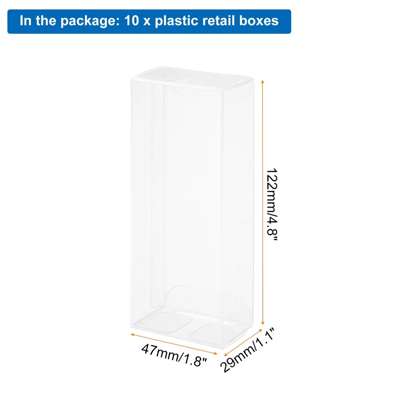 10 PCS Clear Gift Box,1.9"x1.1"x4.8" Transparent Candy Box Plastic Favor Boxes Packing Box for Candy Cookies Christmas Wedding Party Wrapping