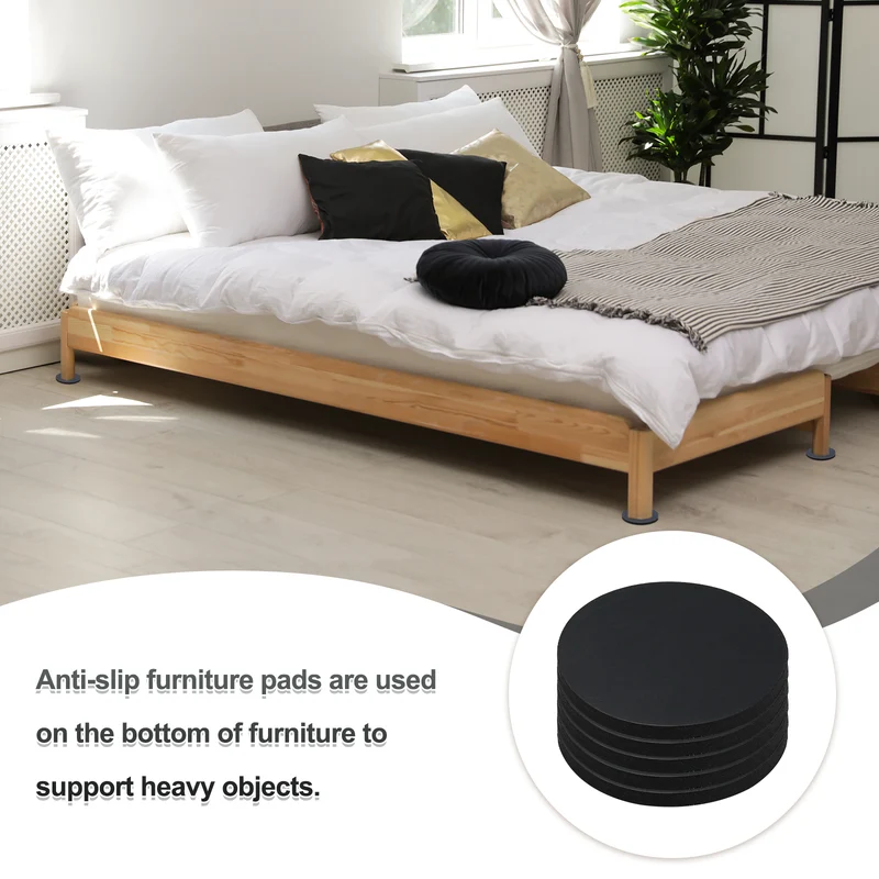 25pcs Non Slip Furniture Pads 13/16" x 0.08" Adhesive Round Rubber Feet Black