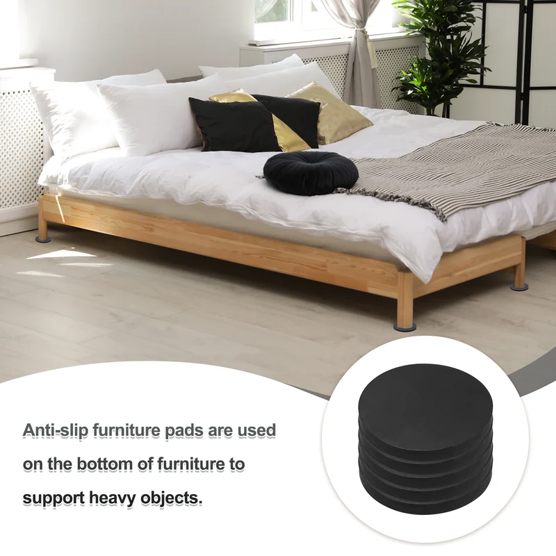 25pcs Non Slip Furniture Pads 11/16" x 0.08" Adhesive Round Rubber Feet Black