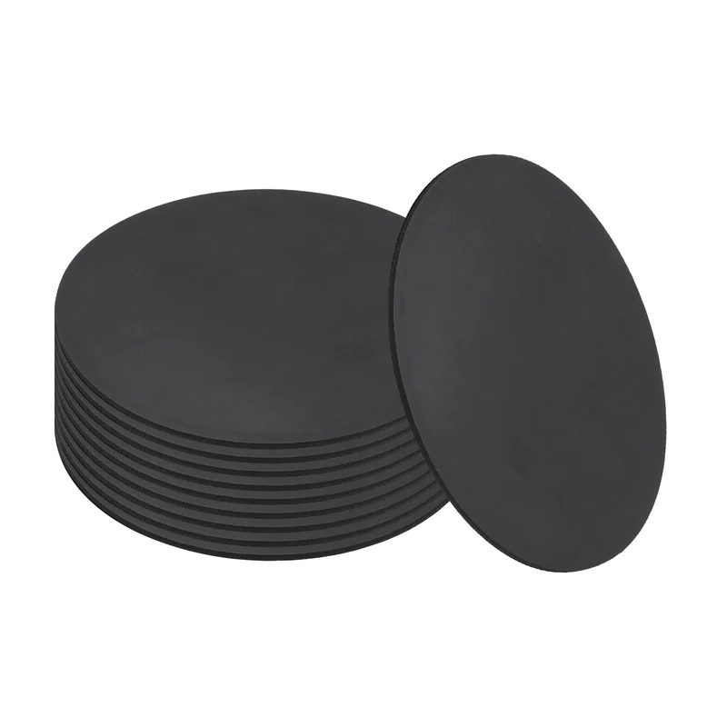 10pcs Non Slip Furniture Pads 3-3/8" x 0.06" Adhesive Round Rubber Feet Black
