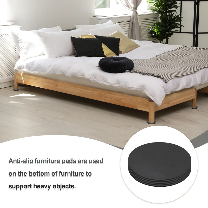 10pcs Non Slip Furniture Pads 3-3/8" x 0.06" Adhesive Round Rubber Feet Black