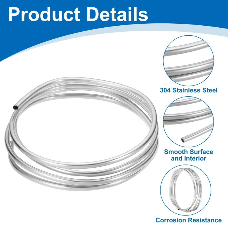 25/64" OD x 10 ft Industrial 304 Stainless Steel Tube(Wall Thickness 0.5mm)
