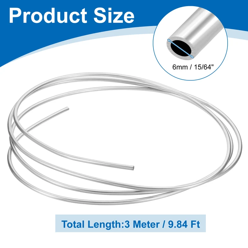 15/64" OD x 10 ft Industrial 304 Stainless Steel Tube(Wall Thickness 1mm)