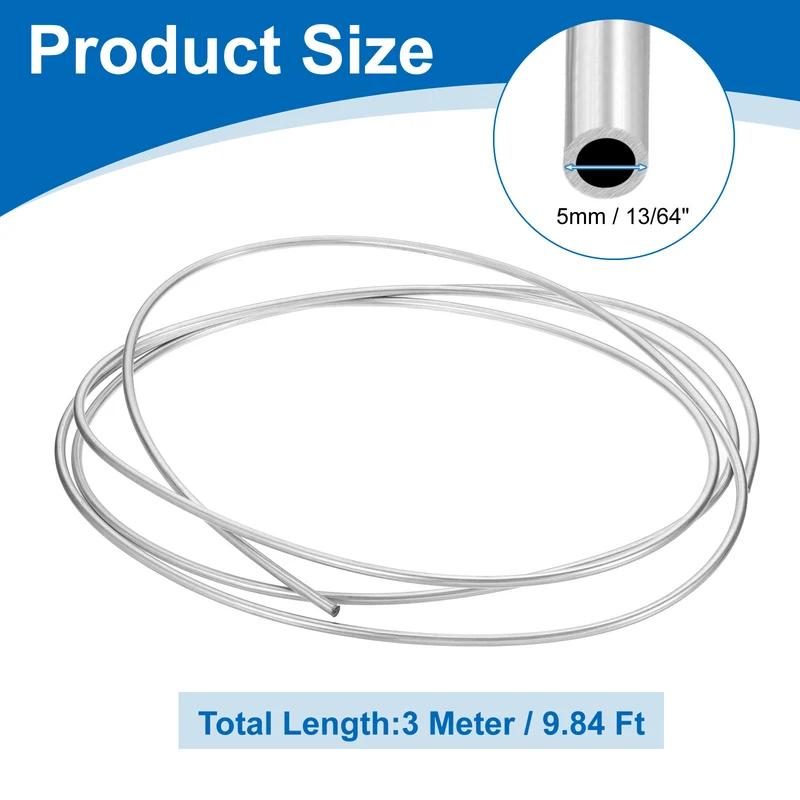 13/64" OD x 10 ft Industrial 304 Stainless Steel Tube(Wall Thickness 1mm)