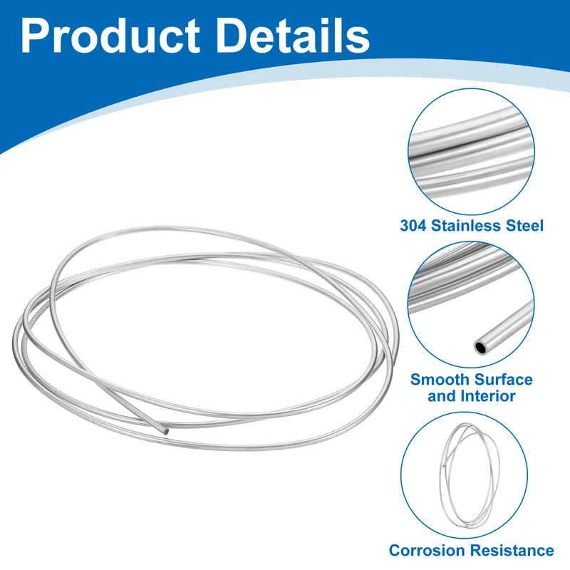 13/64" OD x 10 ft Industrial 304 Stainless Steel Tube(Wall Thickness 1mm)