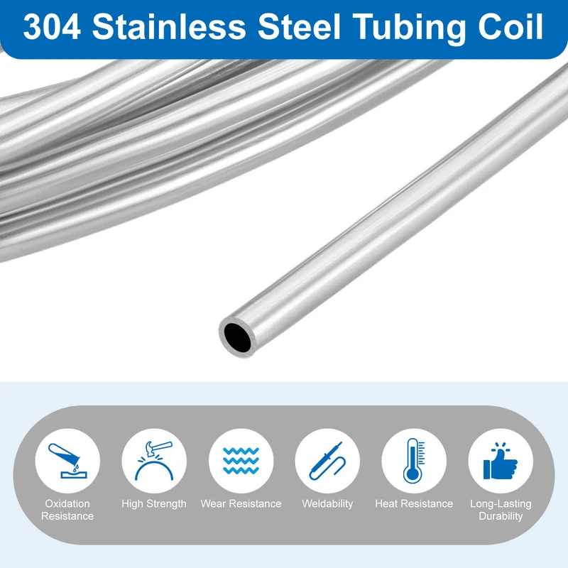 13/64" OD x 10 ft Industrial 304 Stainless Steel Tube(Wall Thickness 1mm)