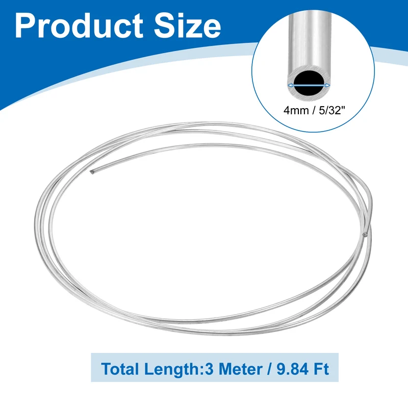 5/32" OD x 10 ft Industrial 304 Stainless Steel Tube(Wall Thickness 1mm)