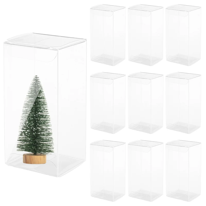 10 PCS Clear Gift Box,2.4"x2"x4.8" Plastic Packing Box for Candy Cookies