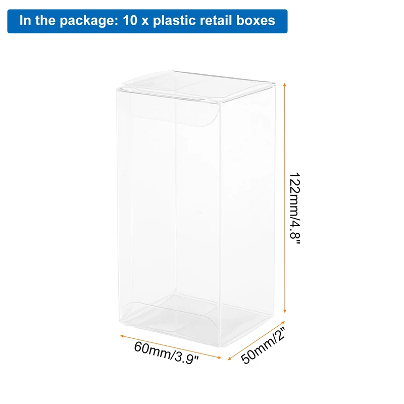 10 PCS Clear Gift Box,2.4"x2"x4.8" Plastic Packing Box for Candy Cookies