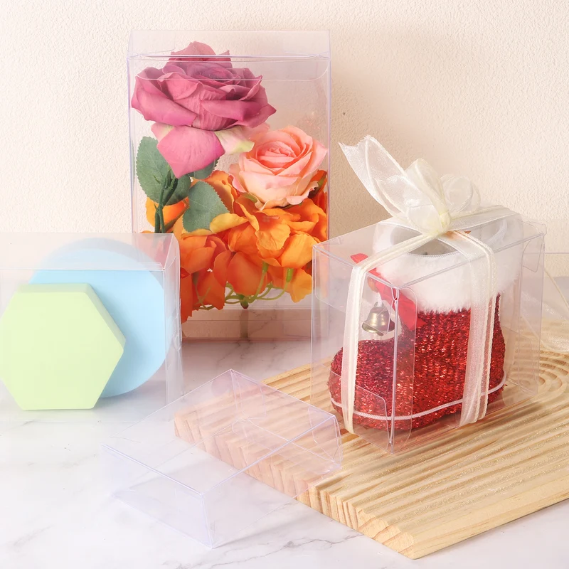 10 PCS Clear Gift Box,2.4"x2"x4.8" Plastic Packing Box for Candy Cookies