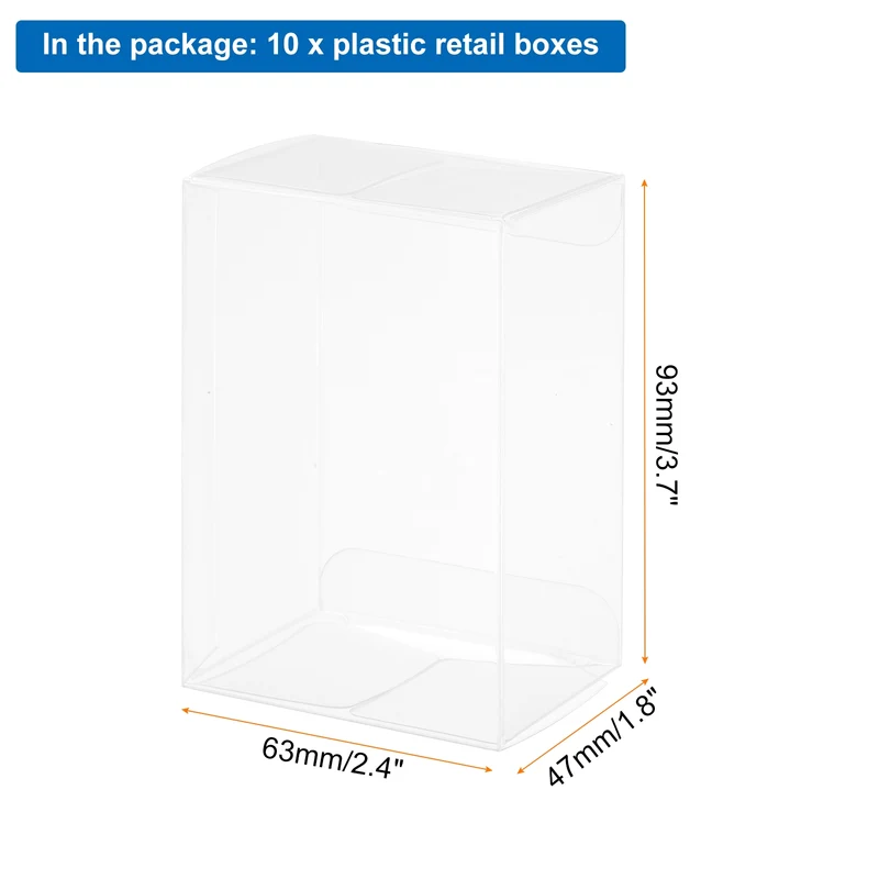 10 PCS Clear Gift Box,2.5"x1.9"x3.7" Transparent Candy Box Plastic Favor Boxes Packing Box for Candy Cookies Christmas Wedding Party Wrapping