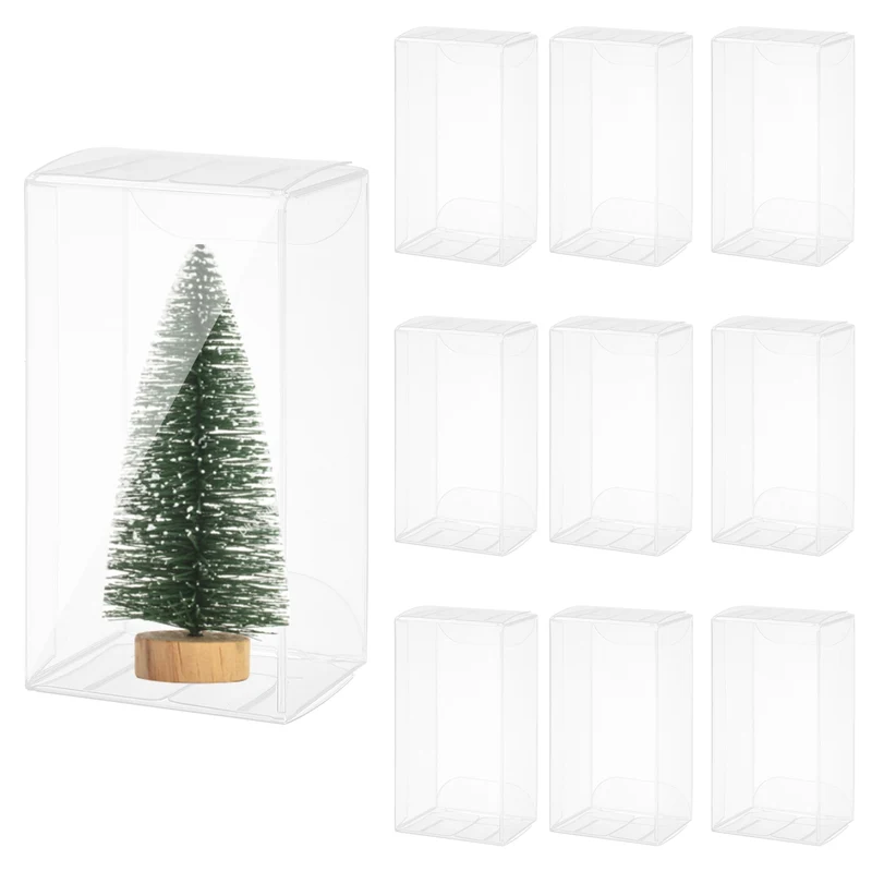 10 PCS Clear Gift Box,1.9"x1.6"x3.7" Plastic Packing Box for Candy Cookies