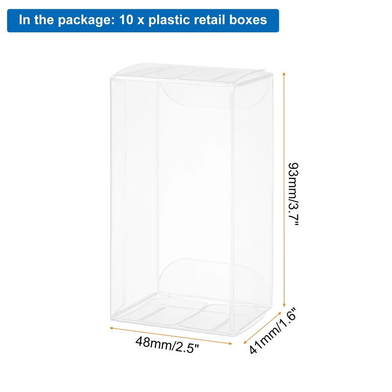 10 PCS Clear Gift Box,1.9"x1.6"x3.7" Plastic Packing Box for Candy Cookies