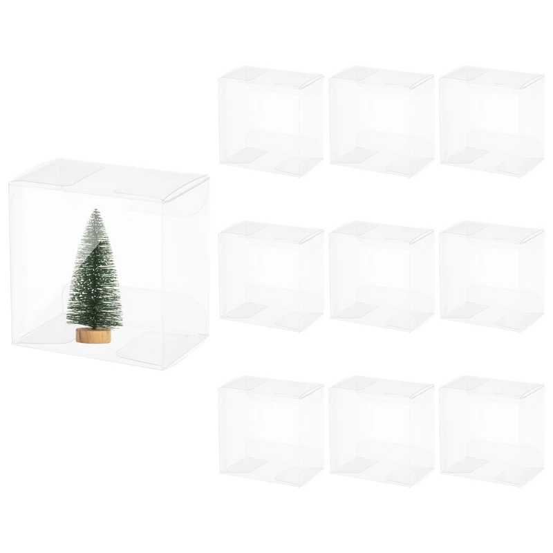 10 PCS Clear Gift Box,2.2"x1.4"x2.2" Plastic Packing Box for Candy Cookies