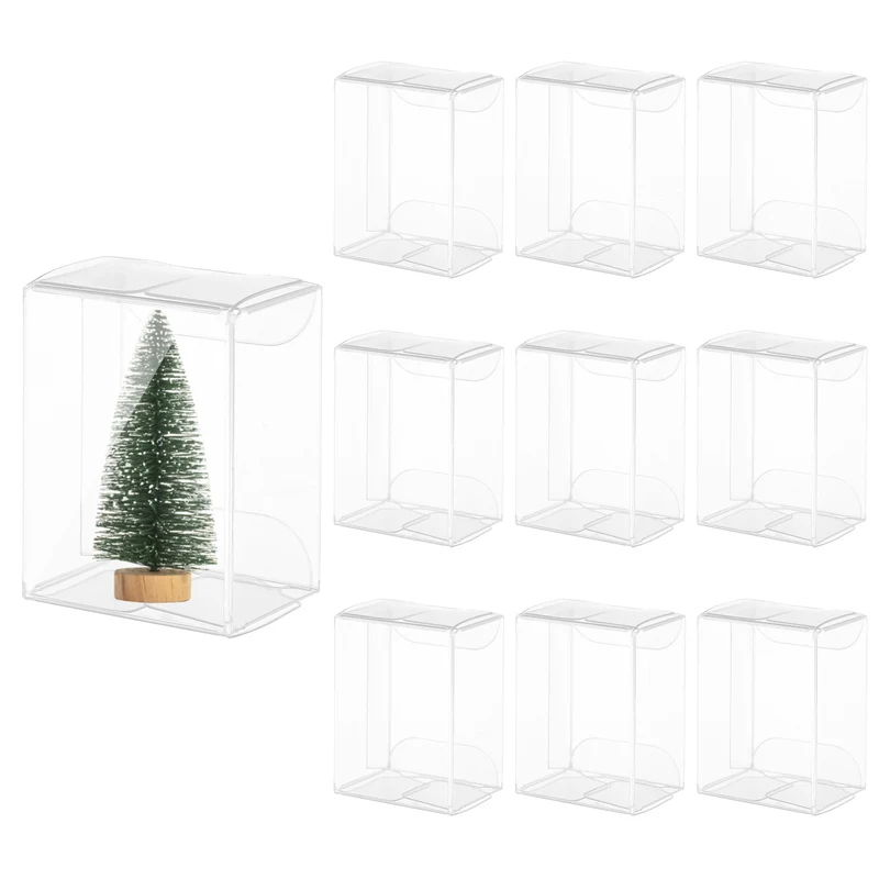 10 PCS Clear Gift Box,1.6"x1.2"x2.2" Plastic Packing Box for Candy Cookies