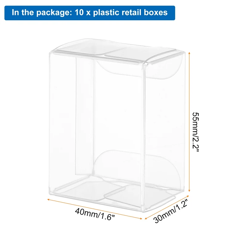 10 PCS Clear Gift Box,1.6"x1.2"x2.2" Plastic Packing Box for Candy Cookies