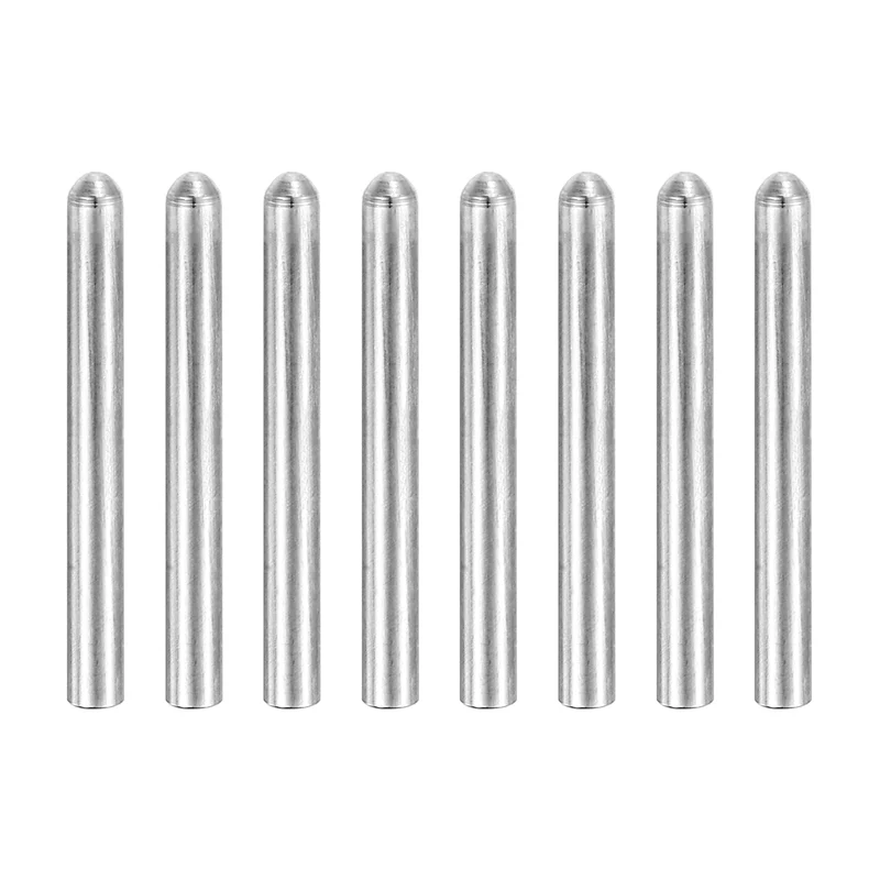 8 Pcs 3x28 mm 304 Stainless Steel Round Head Flat Chamfered End Dowel Pins
