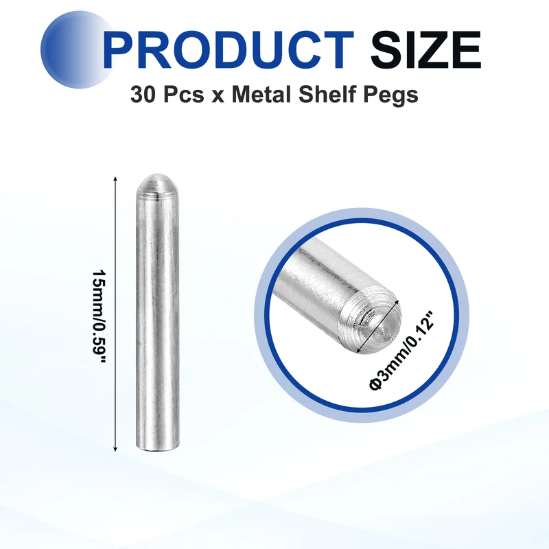 30 Pcs 3x15 mm 304 Stainless Steel Round Head Flat Chamfered End Dowel Pins