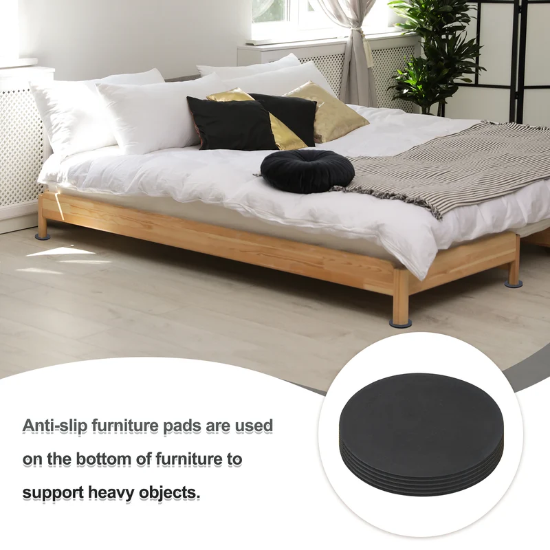 10pcs Non Slip Furniture Pads 2-3/16" x 0.06" Adhesive Round Rubber Feet Black