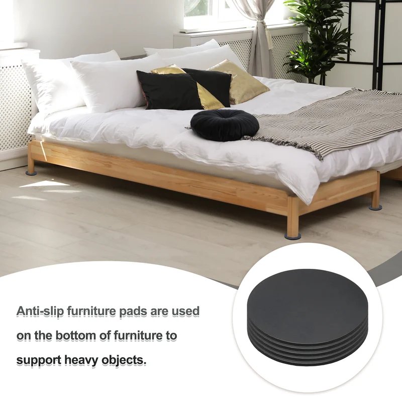 16pcs Non Slip Furniture Pads 1-3/4" x 0.06" Adhesive Round Rubber Feet Black