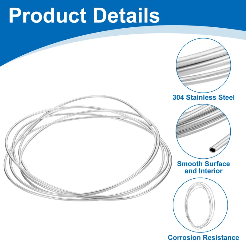 5/32" OD x 13 ft Industrial 304 Stainless Steel Tube(Wall Thickness 0.5mm)