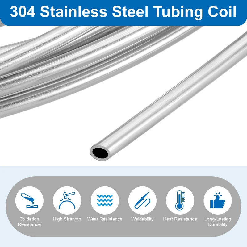5/32" OD x 13 ft Industrial 304 Stainless Steel Tube(Wall Thickness 0.5mm)