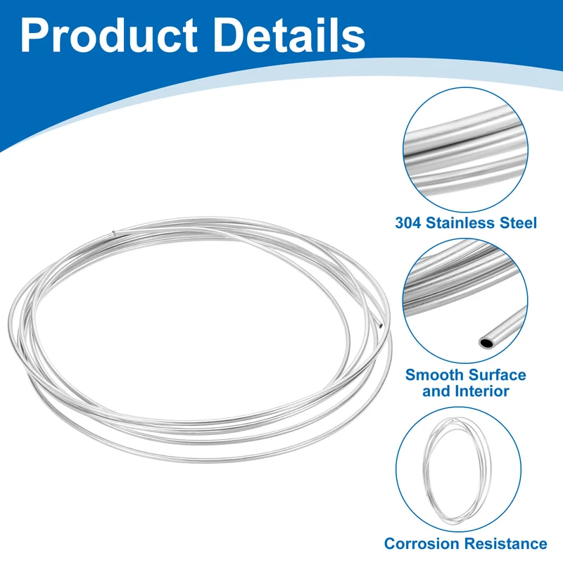 5/32" OD x 16 ft Industrial 304 Stainless Steel Tube(Wall Thickness 0.5mm)