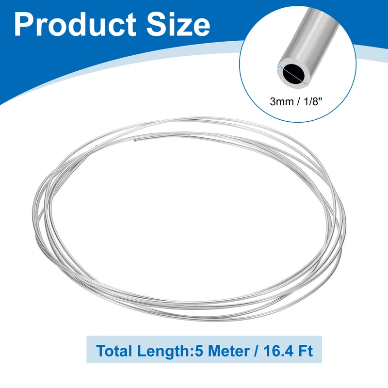 7/64" OD x 16 ft Industrial 304 Stainless Steel Tube(Wall Thickness 1mm)